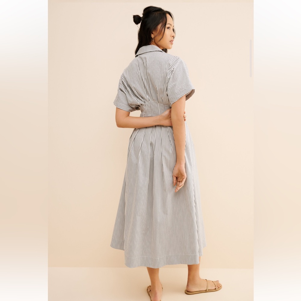 Tobie Button-Front Pleated Midi Shirt Dress by Anthropologie - Picture 3 of 7